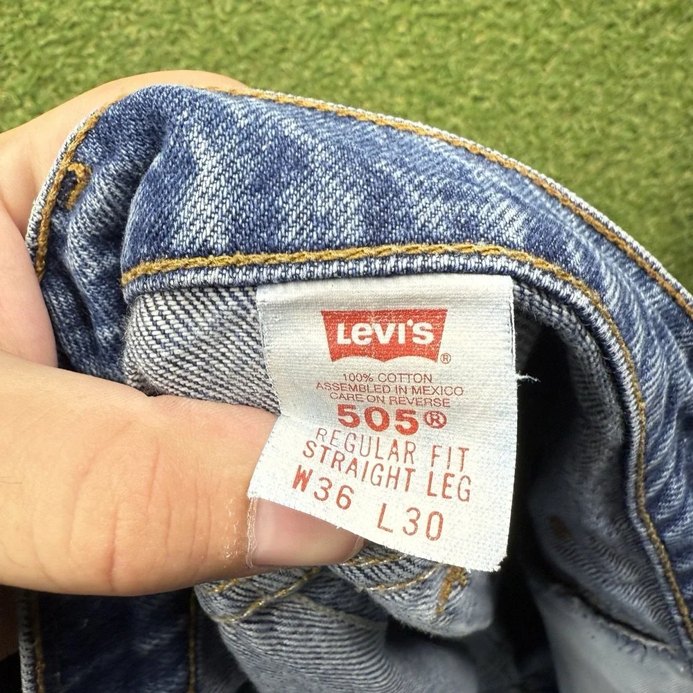 Vintage Levis 505 Jean Shorts Mens 36 Blue Medium Wash Jorts Skater Work Cut Off